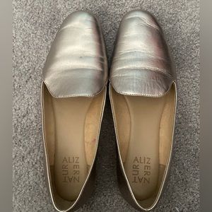 Pale gold loafers